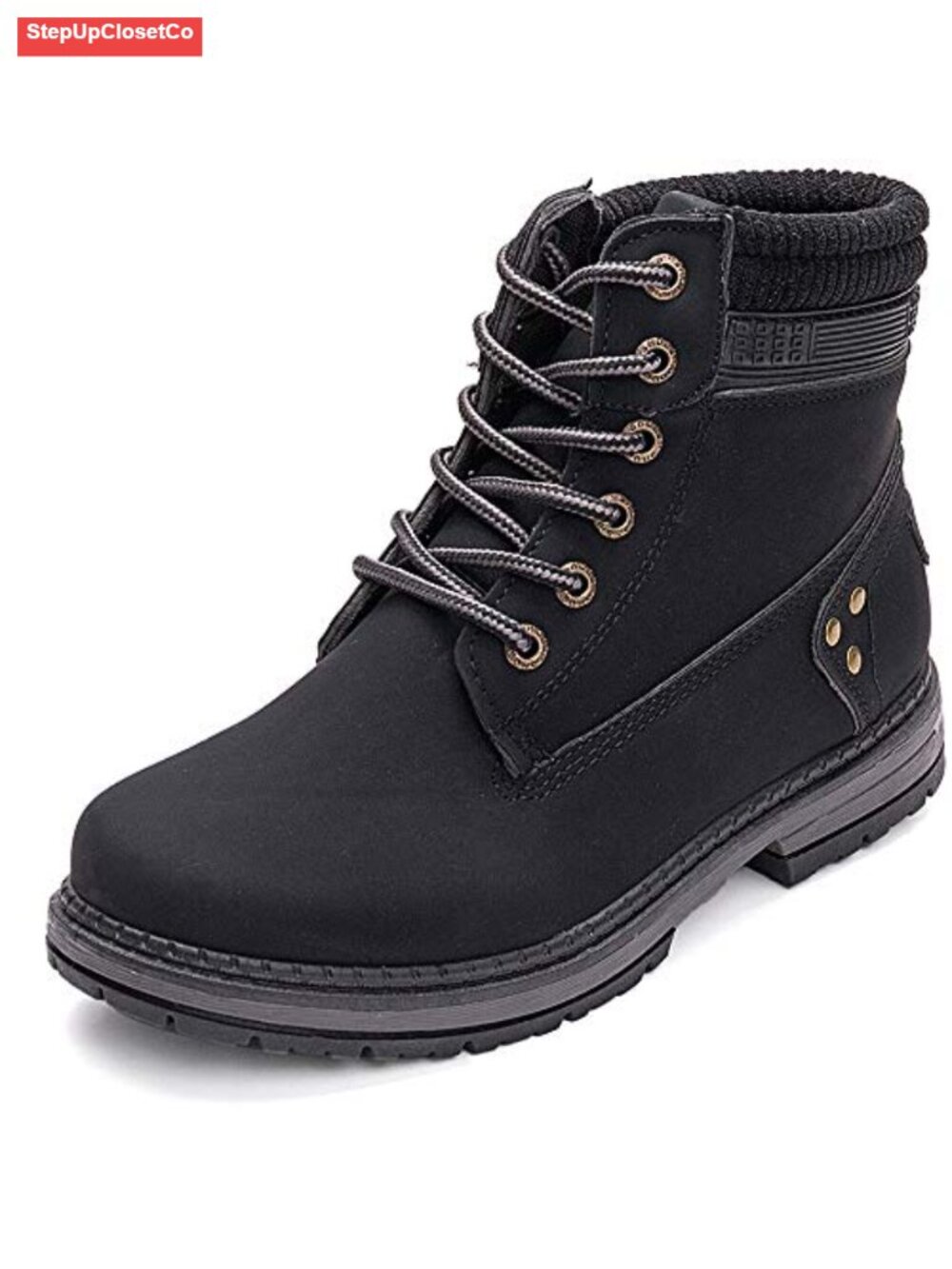 Women's Waterproof Lace-Up Hiking Combat Ankle Boots Low Heel Memory Foam - Picture 1 of 6